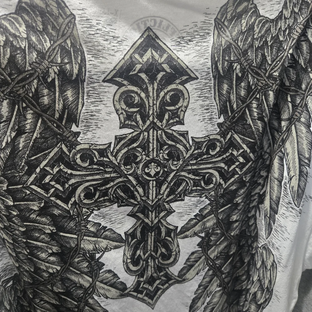 Affliction Black and White Skull Graphic Tees - Picture 6 of 8